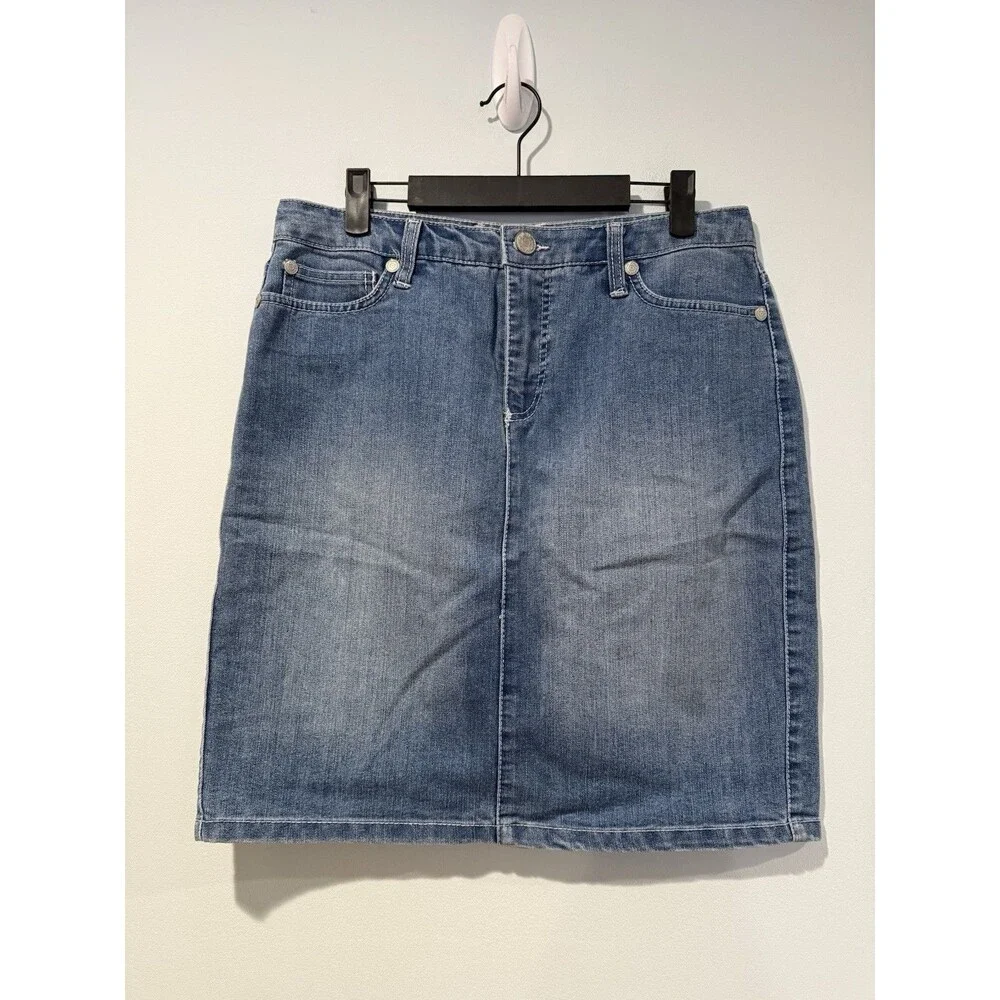 Nine West Vintage America Denim Jean Skirt 10 Western Cowgirl Travel Y2K Minimal